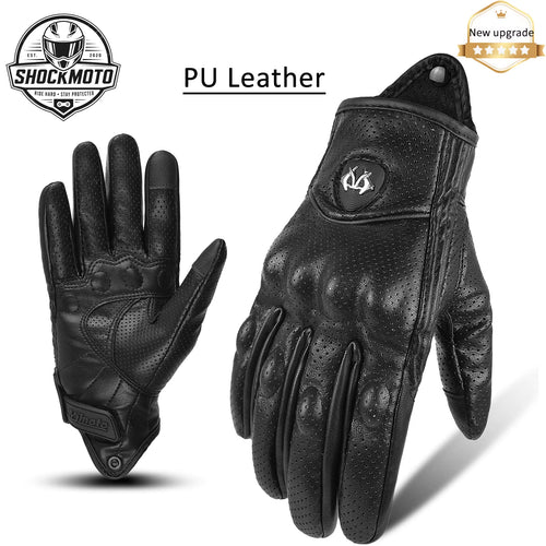 Classic Retro Leather Motorcycle Gloves Summer Wear-Resistant Anti-Slip Men Women Mountain Bike Moto Biker Bicycle Accessories
